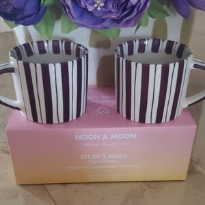 Cherry Lacquer Striped Mugs - Set of 2